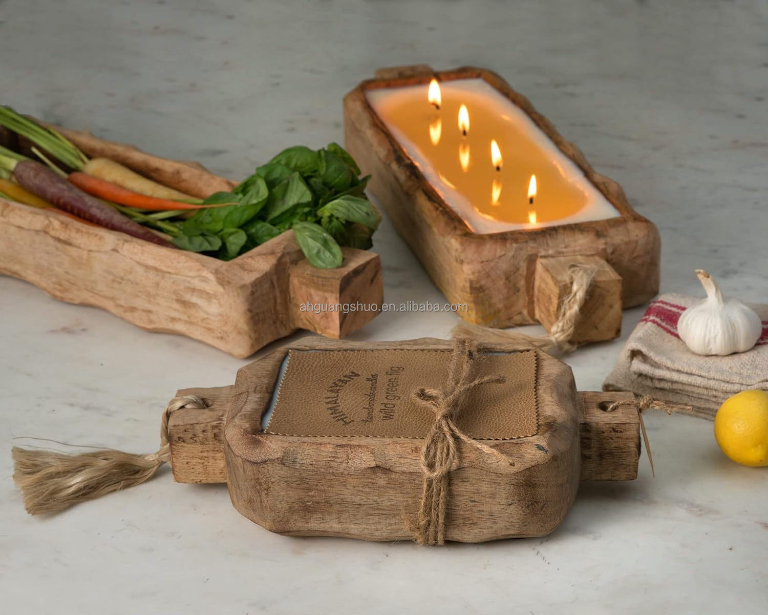 Christmas Brown Wood Dough Bowls Rustic Decorative Tray Hand Carved Large Dough Bowl Candle Long Wood Bowl For Decor