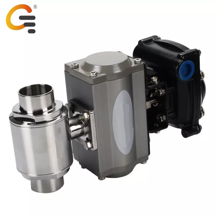 Sanitary 2 Way 1000 WOG SS304 Stainless Steel Air Control Ball Valve Pneumatic Actuated Ball Valve With Limit Switch