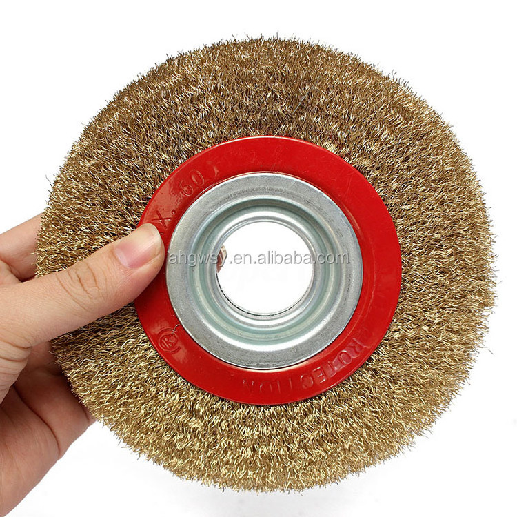 Surface Crimped Wheel Brass Wire Brush Round Surface Cleaning Steel Wire Polishing Brush