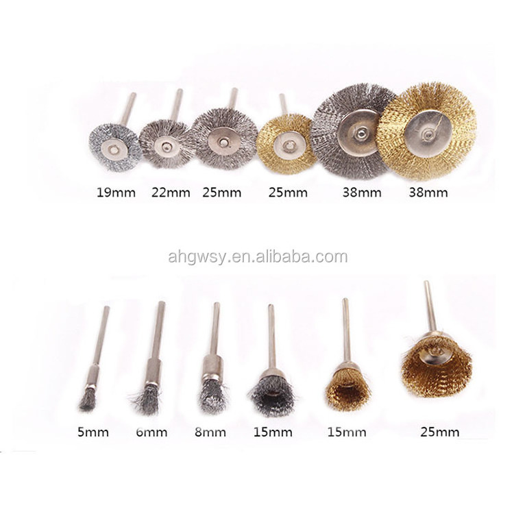 Mini End Brush T Type and Cup Shape Stainless Steel Polishing Brushes Kit for Power