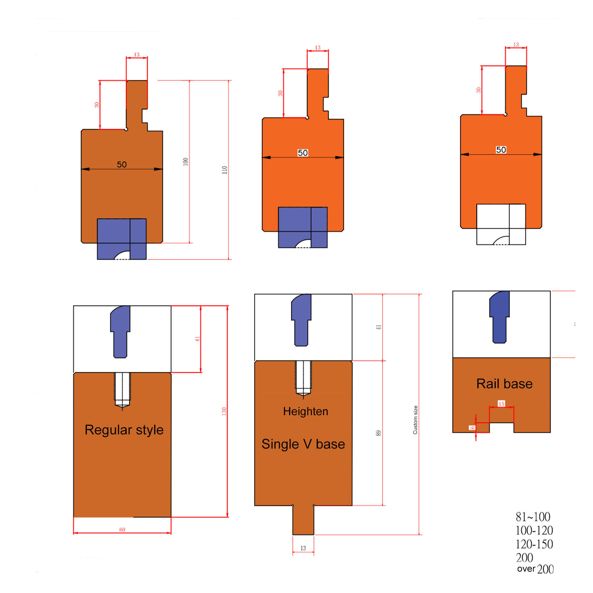 Personalization customize hydraulic press brake molds durable bending machine molds