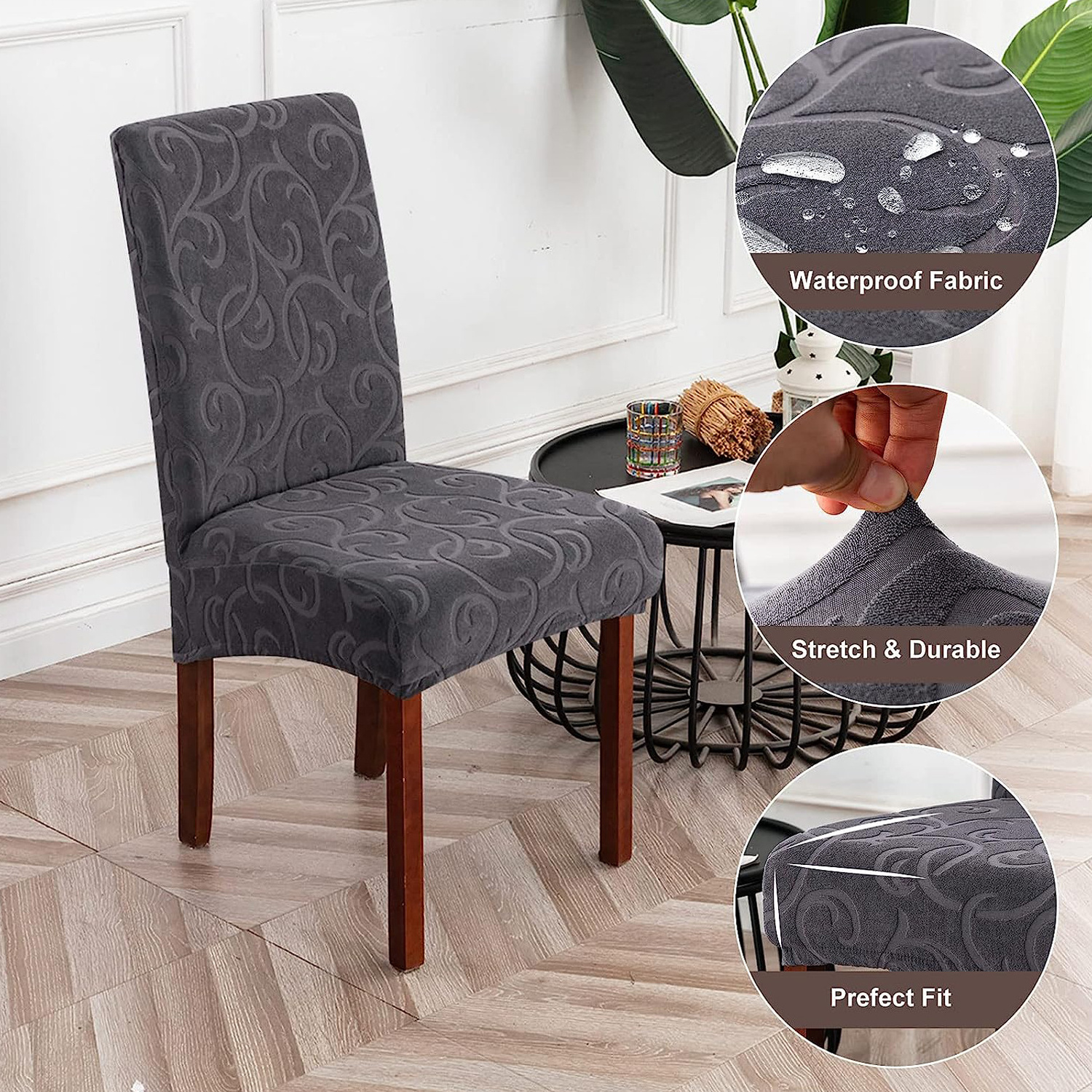 Solid Color Jacquard Chair Cover Wholesale Elastic And Stretchable Dining Chair Cover