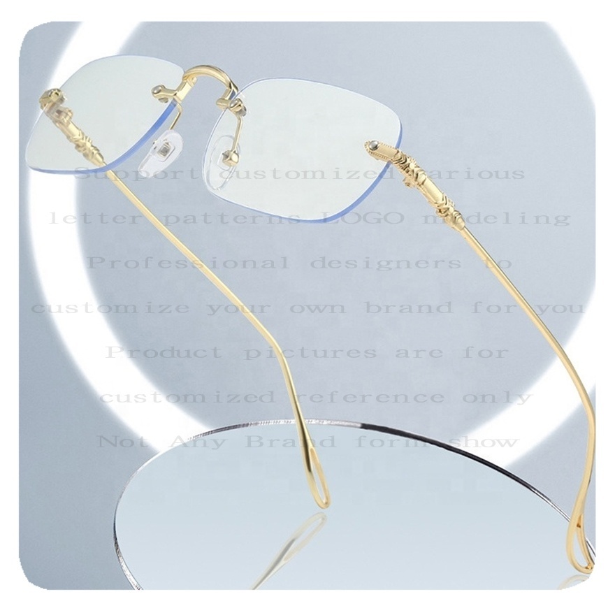 NEW Custom High quality lunette photo gray reflet bleu pour homme rimless photochromic anti blue light glasses for men