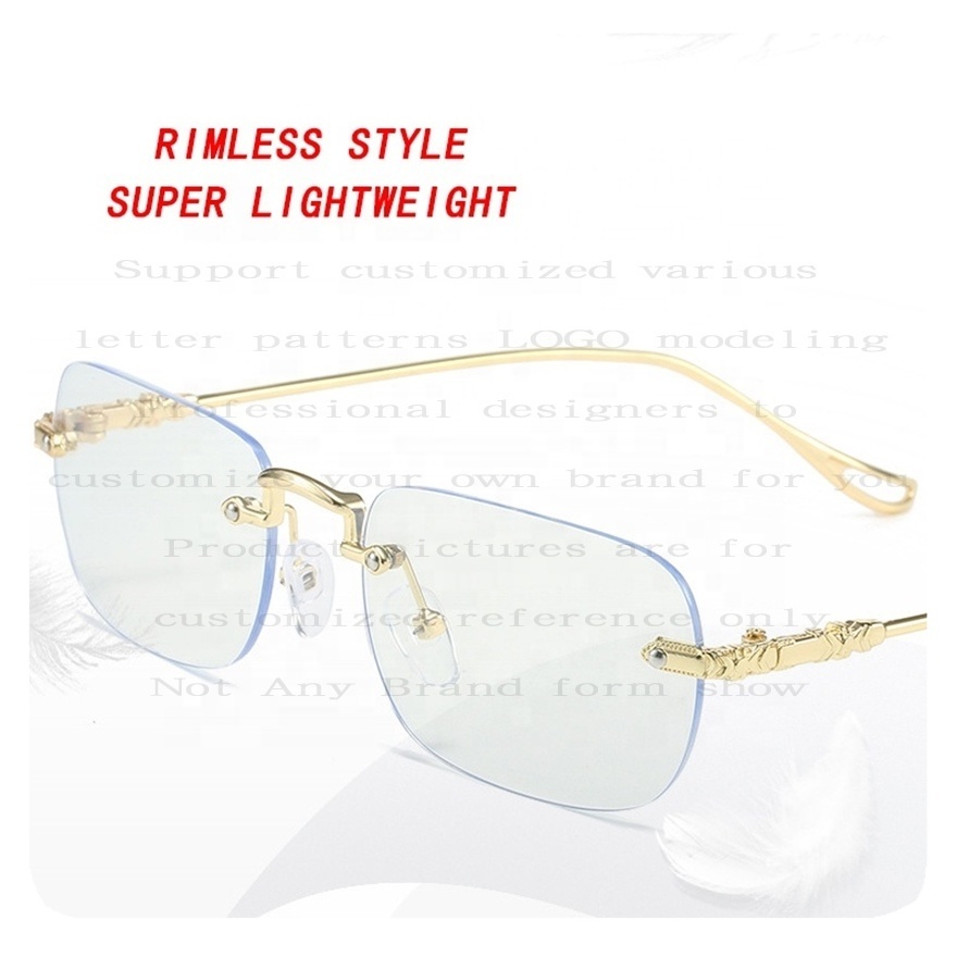 NEW Custom High quality lunette photo gray reflet bleu pour homme rimless photochromic anti blue light glasses for men