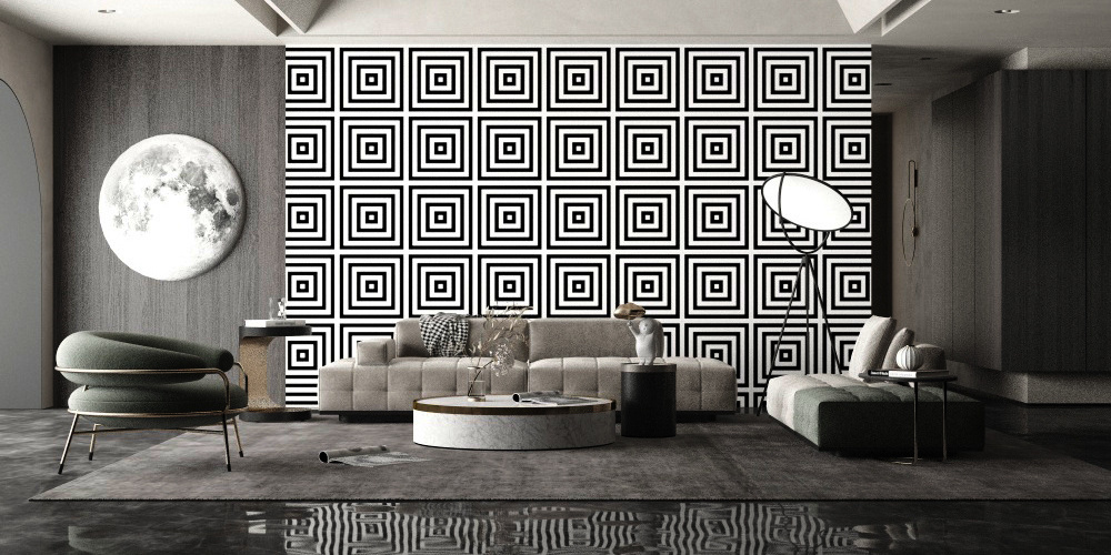 3D PVC Vinyl embossed wall paper geometric peel and stick wall sticker Deluxe modern design wallpaper for home decoration