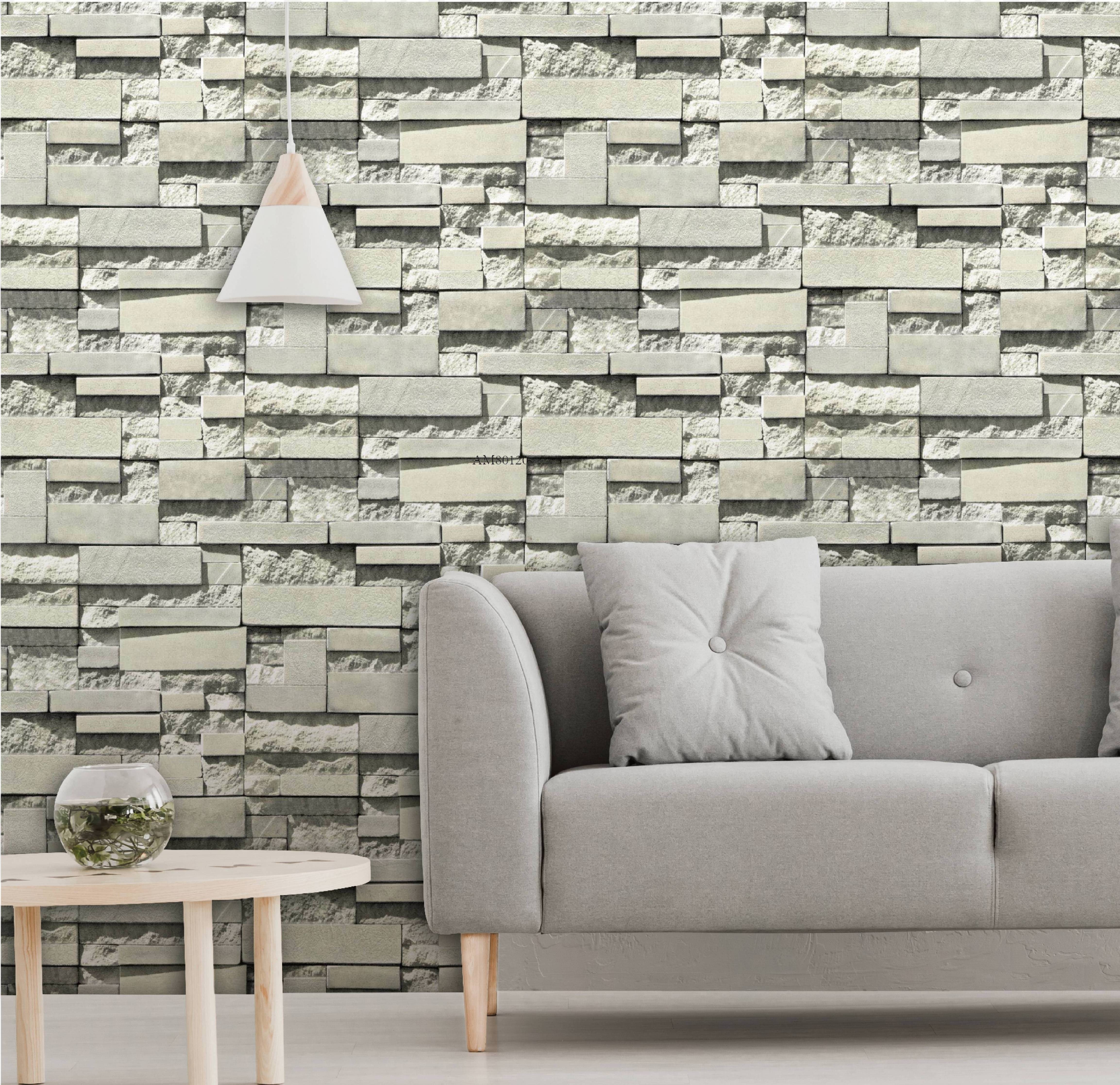 3D PVC Geometric Brick wall paper removable waterproof Vinyl Wallpaper peel and stick for Home Decor Office Workplace Hotel