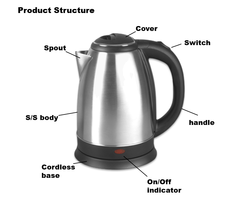 Wholesale Stainless Steel Water Kettle Home Kitchen Appliance 1.8L Portable Electric Kettle