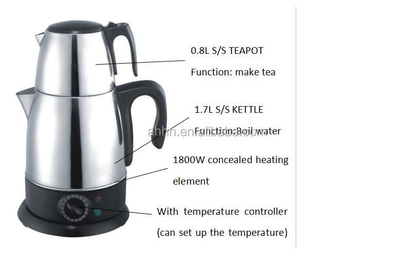 Electrical Turkish Tea Maker with 0.7 L Pot and 1.8L Kettle