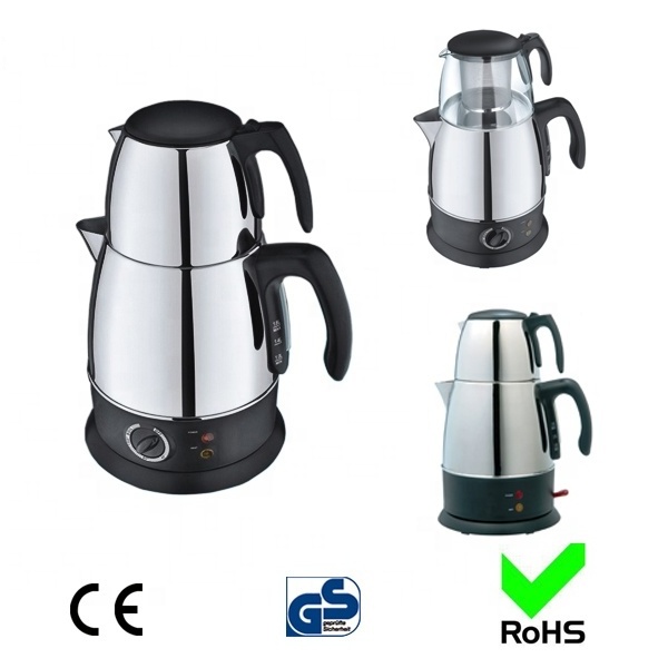 Turkish Tea Coffee Maker Tea Pot and 1.8 L Kettle Cordless Electric Kettle Household Hotel Free Spare Parts Keep Warm with 0.7 L