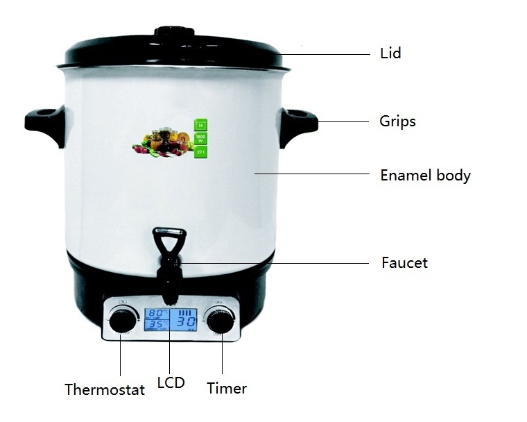 Electric Multiple Cooker 27L Mulled Wine Warmer Electric Preserving Pot For Food Canning Pasteurization