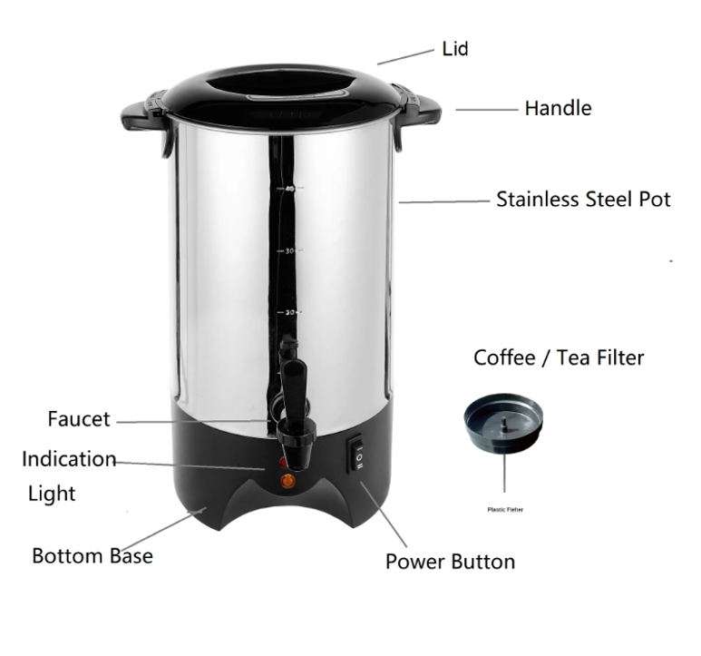 Factory Direct 20 30 40 50 60 Cups Coffee Percolator Hot Water Urn Electric Coffee Boiler Coffee Makers