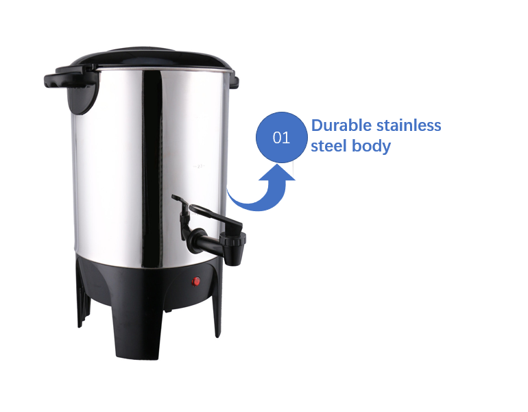 Commercial Coffee Urn Hot Water Urn With Thermostat Control, 1KW 12L/3.1Gal Temperature Adjustable(86-230°F) Commercial Coffee Pot