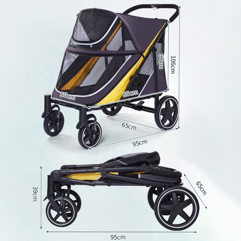 Factory Direct Pet Stroller 60kg Big Dog Stroller OEM/ODM Large Dog Carrier Soft Cage Large Dog Stroller