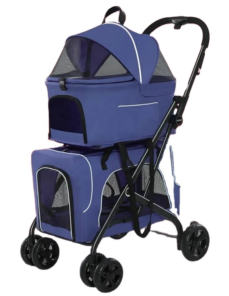 2023 hot sale twins pet trolley carrier with wheels big dog pet stroller for park