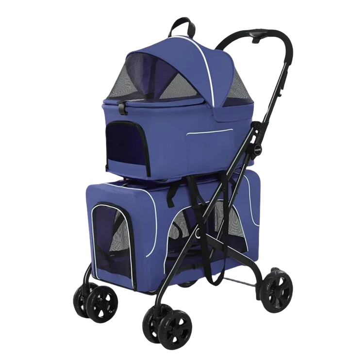 Oxford 4 wheel  Detachable Multifunction dog  cart  Two Carriers  pet trolley  dog double pet stroller