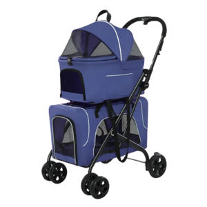 Oxford 4 wheel  Detachable Multifunction dog  cart  Two Carriers  pet trolley  dog double pet stroller