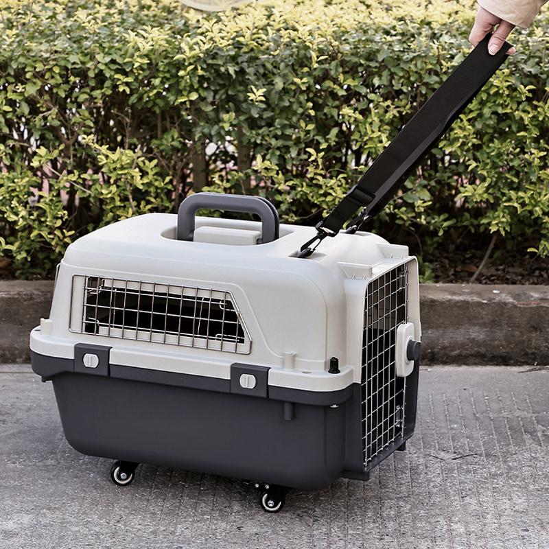 Factory Price Portable Airline Approved Wire Door Plastic Pet Cat Puppy Dog Travel Carrier Cage Crate Kennel