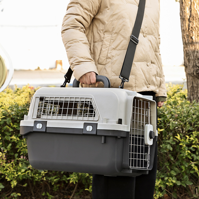 Factory Price Portable Airline Approved Wire Door Plastic Pet Cat Puppy Dog Travel Carrier Cage Crate Kennel