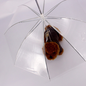 hot sale Transparent clear waterproof pet rain gear dog cat umbrella with leash