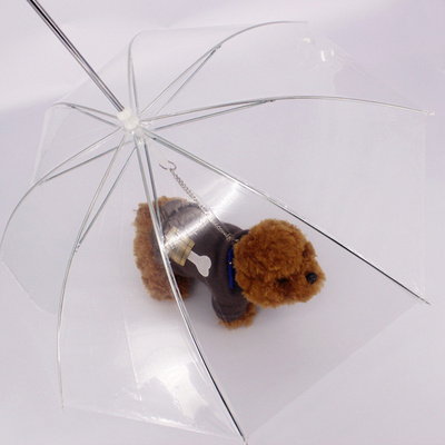 Hot Sale Clear dome Waterproof pet Transparent umbrella rain gear dog cat umbrella with leash