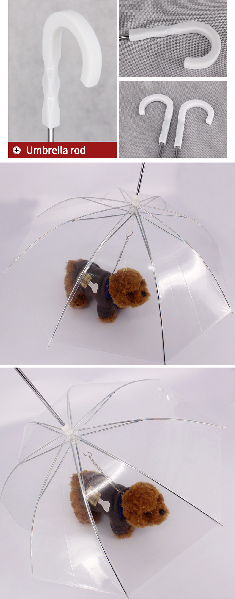 Pet Umbrella for Small Dogs, Pet Umbrella for Dogs in Rainy Day with Adjustable Leash