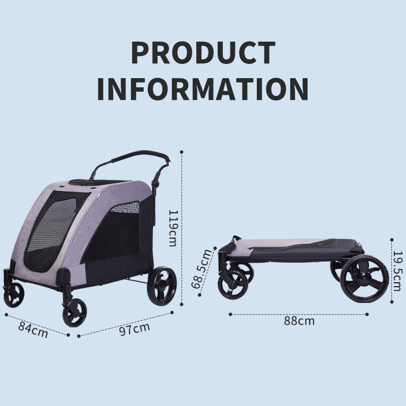 Customization for Pet Carrier Stroller Folding Double Stroller Pull Cart 4-wheels Dog and Cat Transporter Bags for Travel