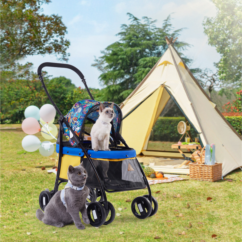 Hope Popular  travel 4-wheels Cat Stroller Pet Carrier Strolling Cart 2022 Pet Stroller For Pets