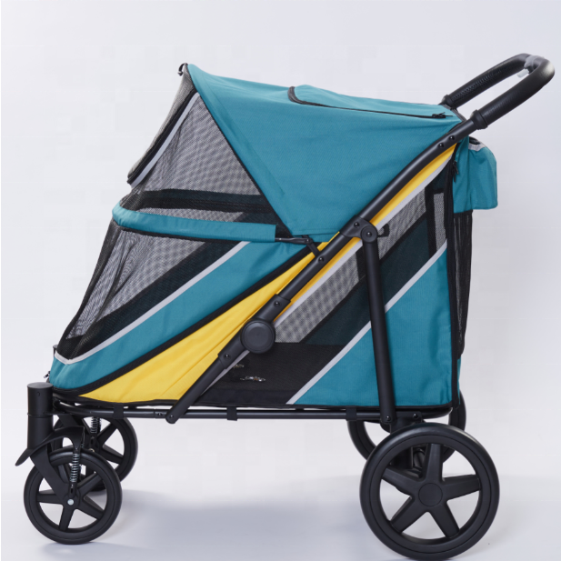 Foldable Pet Stroller 60kg Big Dog Stroller Sturdy Large Space Carrier Dog Pet Stroller For Large Dogs