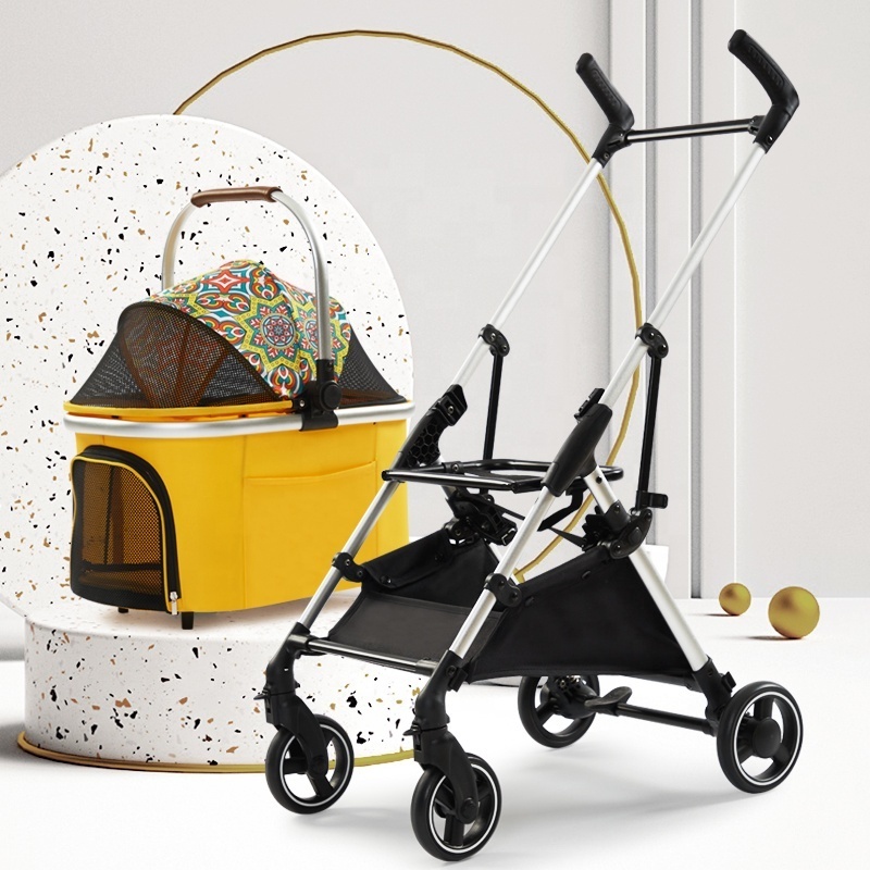 Factory small animal pet carrier trolley pet stroller travel detachable luxury dog cat stroller for pet