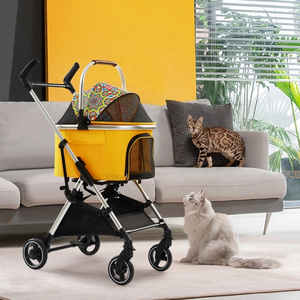 Factory small animal pet carrier trolley pet stroller travel detachable luxury dog cat stroller for pet