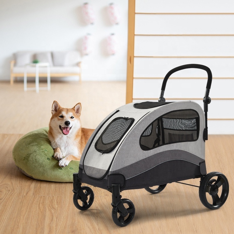 Breathable Large Dog Stroller Trolley Storage Space Pet Jogger Travelling Carrier Pet Dog Stroller with 4 Wheel