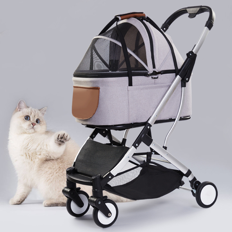 Hot Sales Pet Cat Carrier Stroller Folding Stroller Pull Cart Four-wheel Shock Dog Transporter Bags Travel