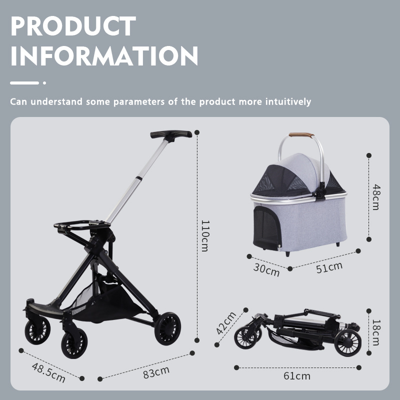 High quality lightweight durable aluminium stroller pets dog stroller detachable ibiyaya pet stroller for outdoor travel