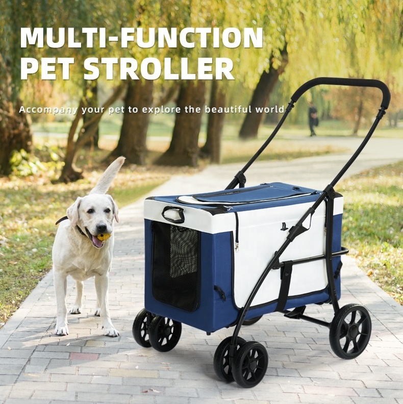 Soft Cage Large Pet Dog Stroller Pet Jogger Wagon Foldable Dog Cart with 4 Wheels Breathable Pet Stroller