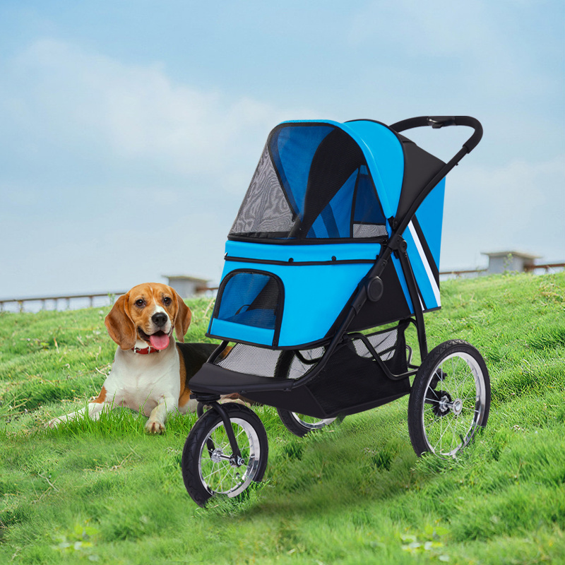 New type sale  luxury large folding pet cat carrier strollers travel cart dog trolley case 3 wheels