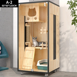 Solid Wood Household Cattery Pet Showcase Cat Litter Pet Breeding House Cat Villa