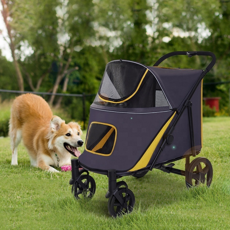 Foldable Pet Stroller 60kg Big Dog Stroller Sturdy Large Space Carrier Dog Pet Stroller For Large Dogs