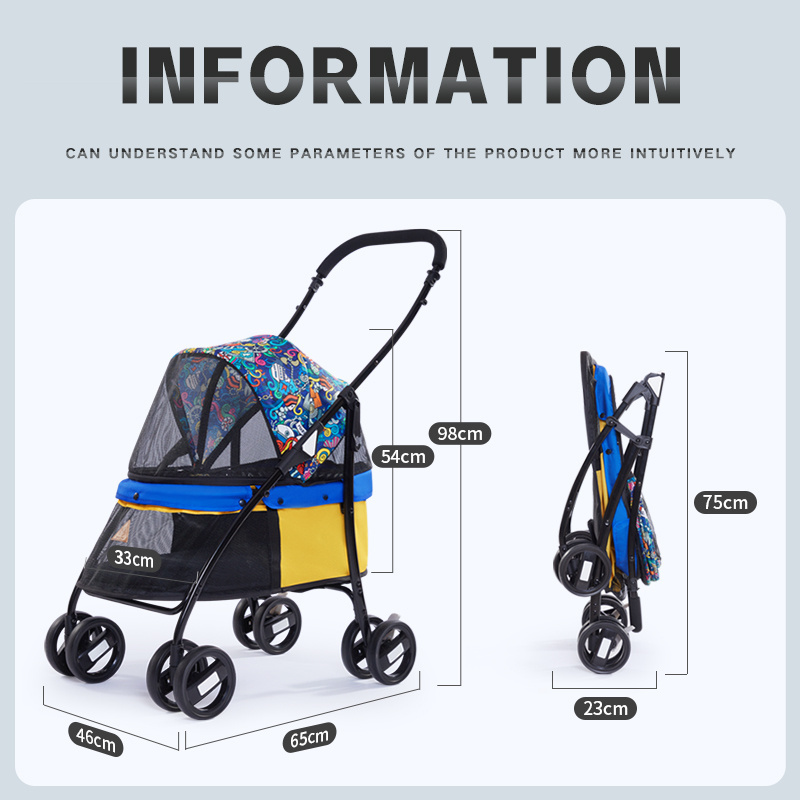 Hope Popular  travel 4-wheels Cat Stroller Pet Carrier Strolling Cart 2022 Pet Stroller For Pets