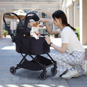 Hope Popular Cloth Pet Carrier Cart Animal Stroller With 4 Wheel Foldable Pet Gear No Zip Stroller