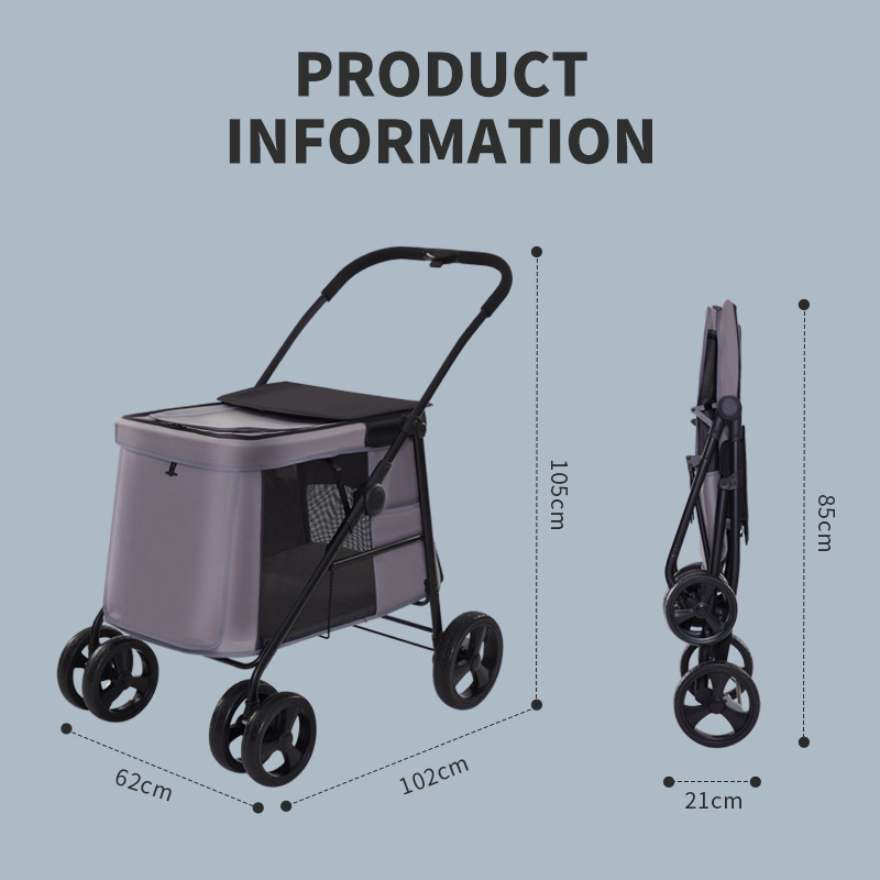 Dog Stroller for Large Pet Jogger Stroller for 2 Dogs Breathable Animal Stroller with 4 Wheel and Storage Space Pet Cart