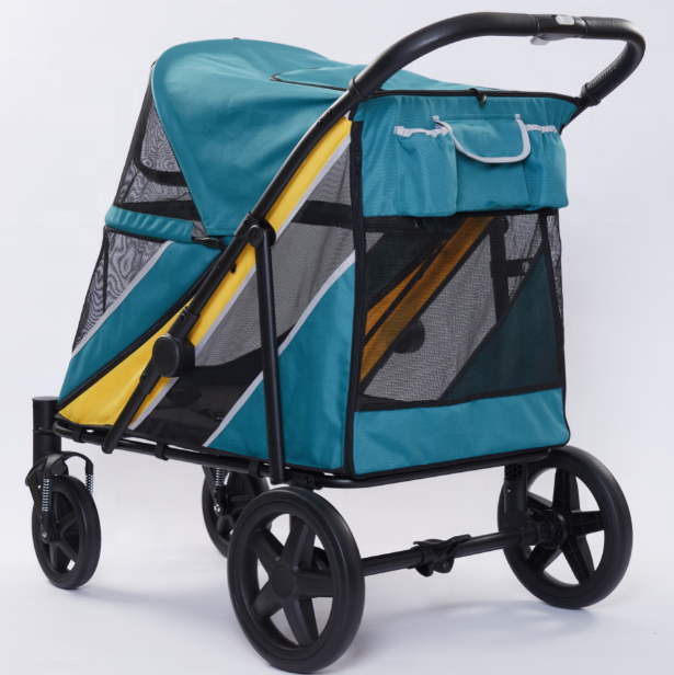 Foldable Pet Stroller 60kg Big Dog Stroller Sturdy Large Space Carrier Dog Pet Stroller For Large Dogs