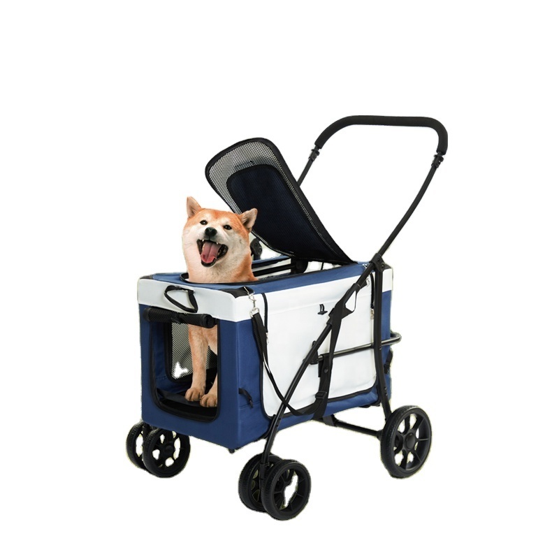 Soft Cage Large Pet Dog Stroller Pet Jogger Wagon Foldable Dog Cart with 4 Wheels Breathable Pet Stroller