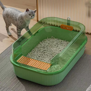 Most Popular Pet Products Cleaning Plastic thicken Cat Toilet Box Trays Simple Cute Cat Litter Box