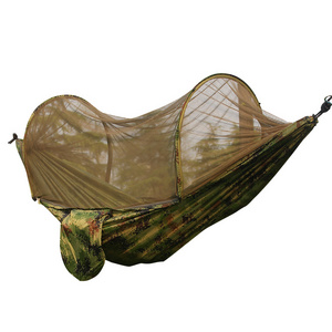 Manufacturers high quality wholesale army green nylon umbrella cloth anti roll camping mosquito net hammock