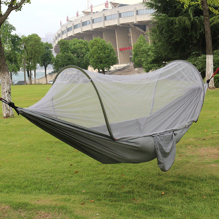 Manufacturers high quality wholesale army green nylon umbrella cloth anti roll camping mosquito net hammock