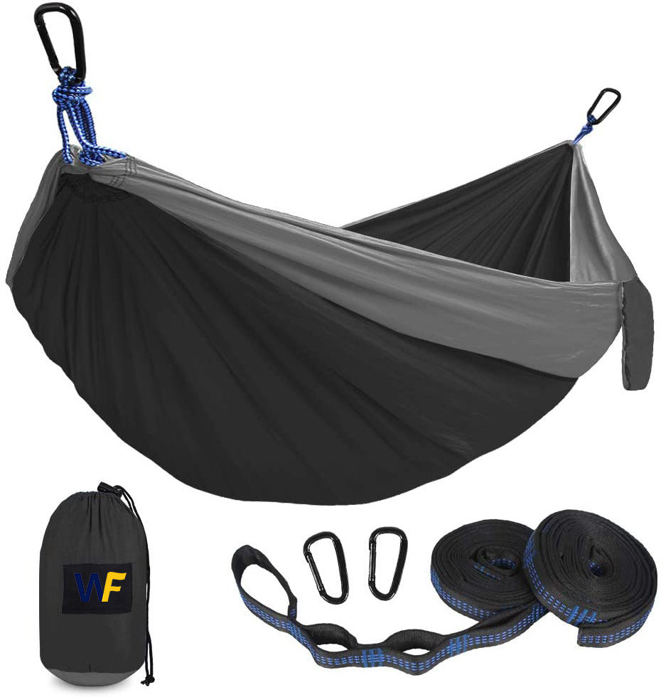 Double person lightweight collapsible waterproof nylon parachute cloth outdoor hiking hammock