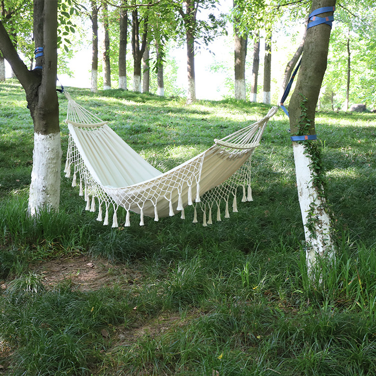 Fashion Outdoor tassel hammock anti rollover canvas photography props hammock swing