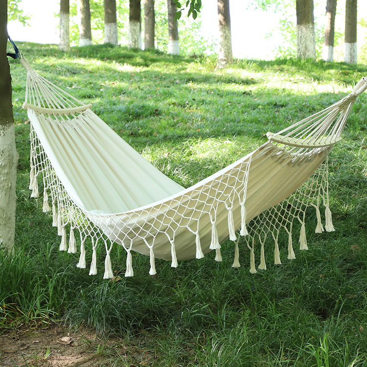 Fashion Outdoor tassel hammock anti rollover canvas photography props hammock swing