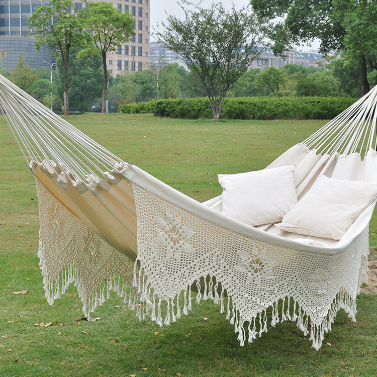 High quality Light luxury Bohemian tassel hammock camping park outdoor swing hammock