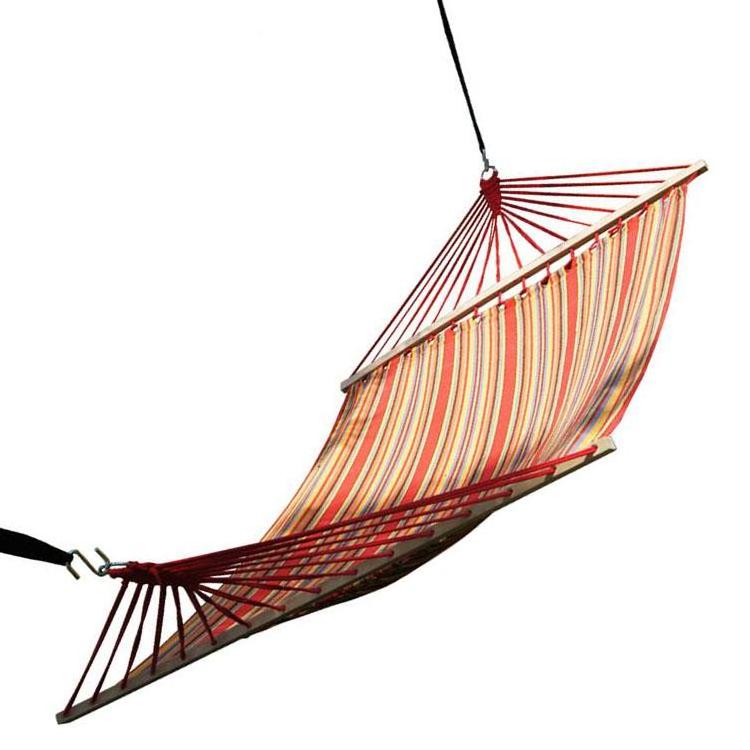 Outdoor Travel Camping Hanging Folding Hammock Double Cotton Canvas Hammock With Wooden Stick